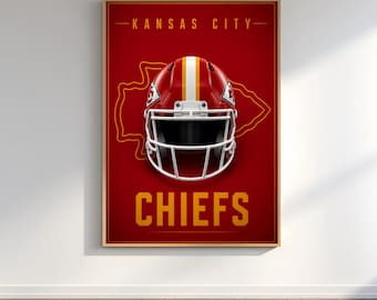 Kansas City Chiefs Poster, Minimalist Football Helmet Wall Art, NFL Decor, Chiefs Fan Gift, Printable Poster