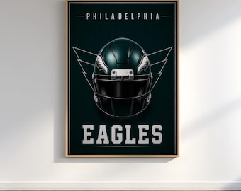 Philadelphia Eagles Poster, Minimalist Football Helmet Wall Art, NFL Deco, Man Cave Decor, Eagles Fan Gift, Printable Poster