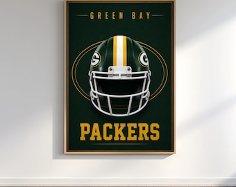 Green Bay Packers Poster, Minimalist Football Helmet Wall Art, NFL Decor, Packers Fan Gift, Printable Poster
