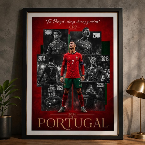 Cristiano Ronaldo World Cup Legacy Poster | CR7 Portugal Wall Art, Soccer Legend Print, Football Fan Gift, Printable Digital Download