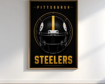 Pittsburgh Steelers Poster, Minimalist Football Helmet Wall Art, NFL Decor, Steelers Fan Gift, Printable Poster