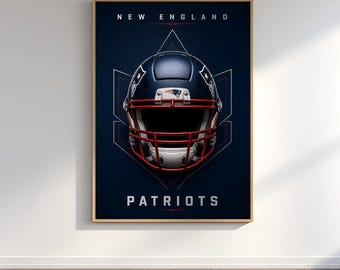 New England Patriots Poster, Minimalist Football Helmet Wall Art, NFL Decor, Patriots Fan Gift, Printable Poster