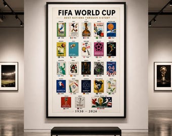 World Cup Host Countries Poster | World Cup Host Nations | Soccer Football Soccer Tournament Wall Art | Sports Poster | Football Fan Gift