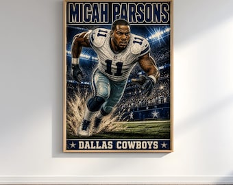 Micah Parsons Poster, Dallas Cowboys Wall Art, NFL Vintage Poster, Football Gift, Sports Decor, Retro Comic Print, NFL Fan Gift