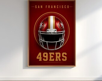 San Francisco 49ers Poster, Minimalist Football Helmet Wall Art, NFL Decor, 49ers Fan Gift, Printable Poster