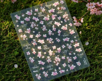 Embossed Cherry Blossom Nail Stickers, 3D Sakura Floral Decals, Japanese Style Manicure