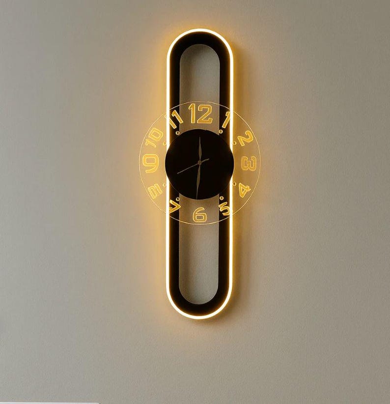 Auraclock 2-in-1 Vertical and Horizontal Clock Home and Office Wall ...