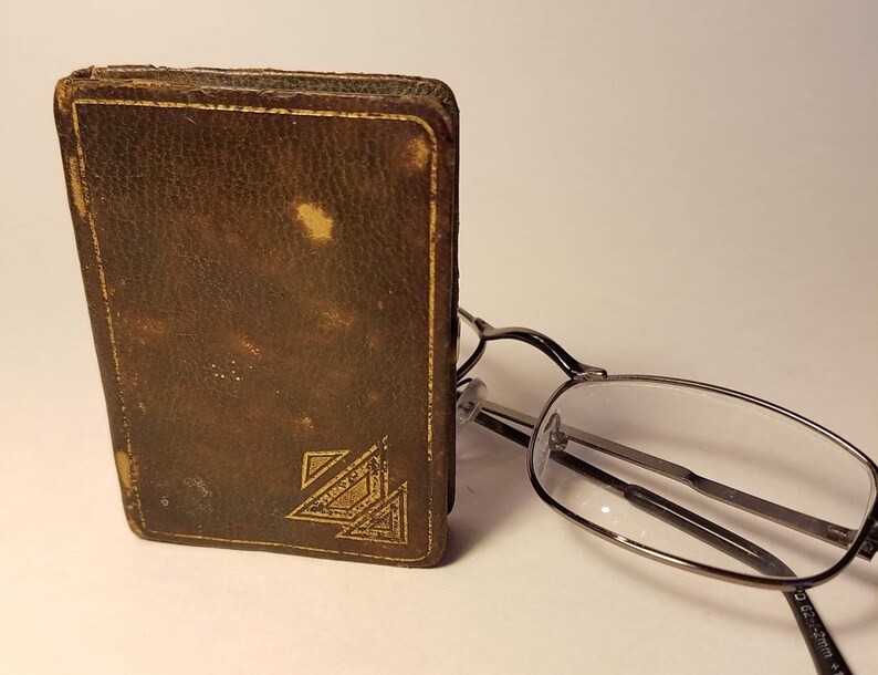 Leather Copper Brass Art Deco Leather Compact Book