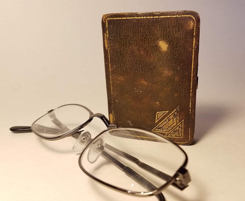 Leather Copper Brass Art Deco Leather Compact Book