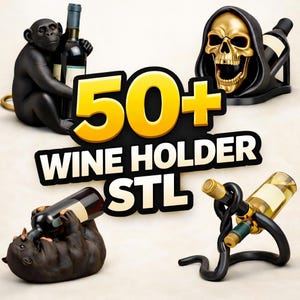 50+ Bottle Holder STL Files | Unique Wine Bottle Holder Designs | 3D Print Decor | Valentine’s Gift Idea