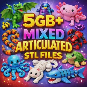 5GB以上の関節型STLバンドル | プリントインプレイスフレキシブル動物、ドラゴン、クリーチャー（商用利用）