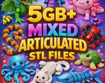 5GB+ Articulated STL Bundle | Print-in-Place Flexi Animals, Dragons, Creatures (Commercial Use)