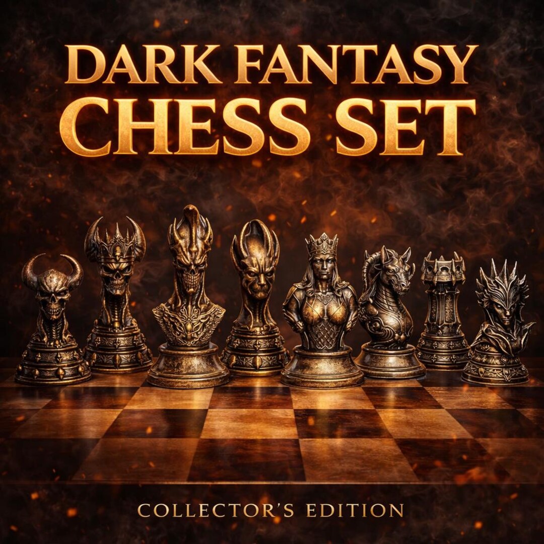 Chess Horror Dark Fantasy Chess Set, Gothic Skull Pieces, Medieval Horror Decor (STL ...