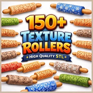 150+ Texture Rollers STL Bundle | High Quality Clay & Cookie Texture Roller Files | Polymer Clay, Pottery, Ceramic, 3D Print
