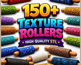 150+ Texture Rollers STL Bundle | High Quality Clay & Cookie Texture Roller Files | Polymer Clay, Pottery, Ceramic, 3D Print