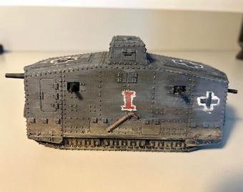 Duitse Sturmpanzerwagen A7V – 3D-geprint high-detail tankmodel WOI