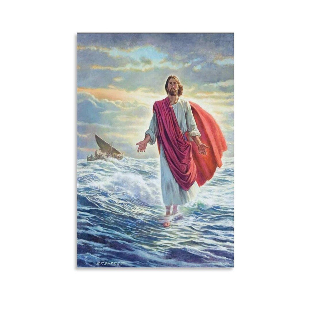 Jesus Christ Walks on Water Painting on Canvas Wall Art Poster Picture ...