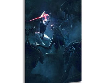 Stormtrooper vs Xenomorph alien (3) Canvas Wall Art Poster Picture Print Living Room Walls Decor Home Posters