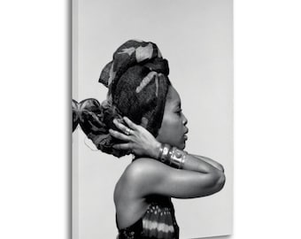 Erykah Badu Black and White Canvas Wall Art Poster Picture Print Living Room Walls Decor Home Posters