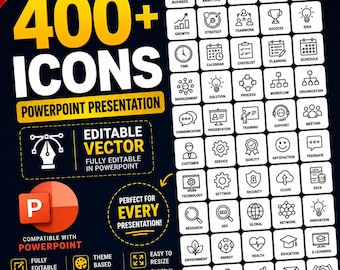 400+ PowerPoint Icon Bundle | Editable Business Vector & Presentation Icons | PPT Assets | Digital Download