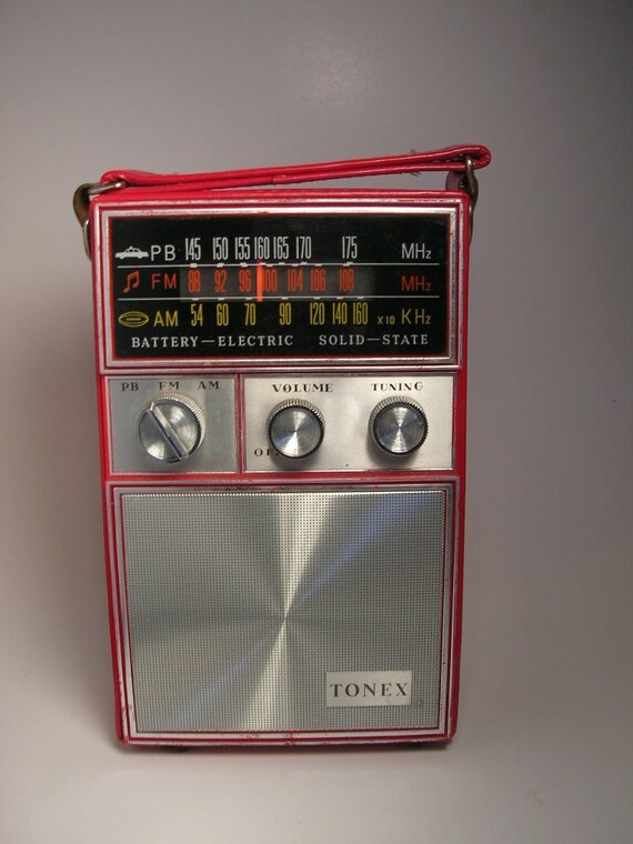 Items similar to Vintage 60's Tonex Transistor Radio in Red Leather