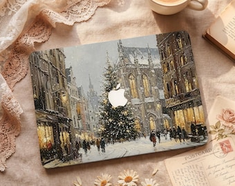 Custodia rigida protettiva per MacBook con stampa di paesaggio urbano invernale, cover artistica per laptop compatibile con 2026 Neo 13 Air 15/13/11 Pro 16/15/14/13 pollici M5 M4 M3 M2 M1