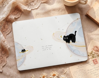 Cute Cat Star Moon Draw MacBook Protective Case Laptop Hard Cover for 2026 Neo 13 Air 15/13/11 Mac Pro 16/15/14/13 inch M5 M4 M3 M2 M1 Ret12