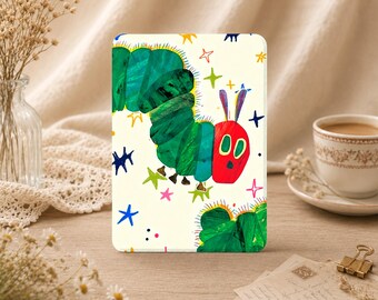Childlike Caterpillar Print Kindle/Kobo Case(6/7 inch) for Paperwhite 12/11th Gen, Colorsoft, Kindle 10th Cover with Strap, Custom Monogram