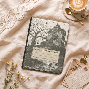 Capa para iPad com estampa de caderno de composição de bruxa gótica (2026) para iPad Air M4 M3 de 11/13 polegadas, iPad Pro M5, iPad A16/10/9ª geração e iPad Mini 6/A17.
