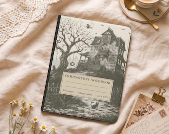 Gothic Witch Composition Book iPad Case for 2026 11/13 inch Air M4 M3 5/4/2th, iPad Pro M5, iPad A16/10/9th Gen, iPad Mini 6/A17 Pro Cover