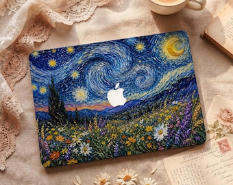 Starry Van Gogh Style Painting MacBook Protective Hard Case Laptop Cover for 2026 Neo 13 Air 15/13/11 Pro 16/15/14/13 inch M5 M4 M3 M2 M1
