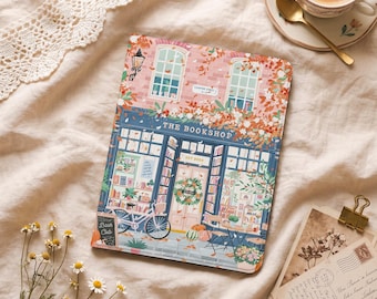Book Shop Painting Cute iPad Case for 2026 11/13 inch Air M4 M3 5/4/2th, iPad Pro M5, iPad A16/10/9th Gen, iPad Mini 6/7 Cover for Kid/Adult