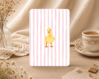 Sweet Duckling Stripes Cute Kindle/Kobo Case(6/7 inch) for Paperwhite 12/11th Gen, Colorsoft, Kindle 10th Cover with Strap, Custom Monogram