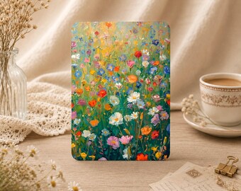 Impressionist Wildflowers Kindle/Kobo Case(6/7 inch) for Paperwhite 12/11th Gen, Colorsoft, Kindle 10th Cover with Strap, Custom Monogram