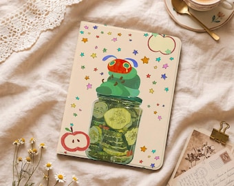 Cute Caterpillar Retro Design iPad Case with Pencil Holder Cover for Air 11/13, iPad 10/11th Gen A16 11 inch, iPad Pro 11" 12.9", Mini 4/5/6