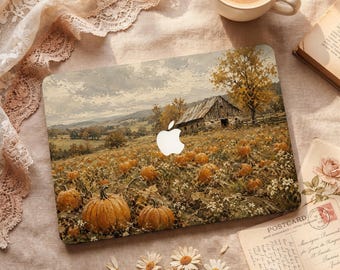 Autumn Pumpkin Farmland Print MacBook Protective Hard Case Laptop Art Cover for 2026 Neo 13 Air 15/13/11 Pro 16/15/14/13 inch M5 M4 M3 M2 M1