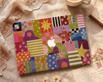 Colourful Star Patchwork Art Print MacBook Protective Hard Case Laptop Cover for 2026 Neo Air 15/13/11 Pro 16/15/14/13 inch M5 M4 M3 M2 M1