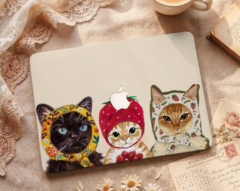 Whimsical Cat Illustration MacBook Hard Case Cover Laptop Protective Sleeve for 2026 Neo 13 Air 15/13/11 Pro 16/15/14/13 inch M5 M4 M3 M2 M1
