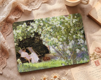Woman Garden Floral Painting MacBook Protective Case Laptop Hard Cover for 2026 Neo 13 Air 15/13/11 Mac Pro 16/15/14/13 inch M5 M4 M3 M2 M1