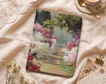 Impressionist Garden Artwork iPad Case with Pencil Holder Cover for Air 11/13 inch, iPad 9/10/11th Gen A16 11 inch, iPad Pro 12.9", Mini 5/6