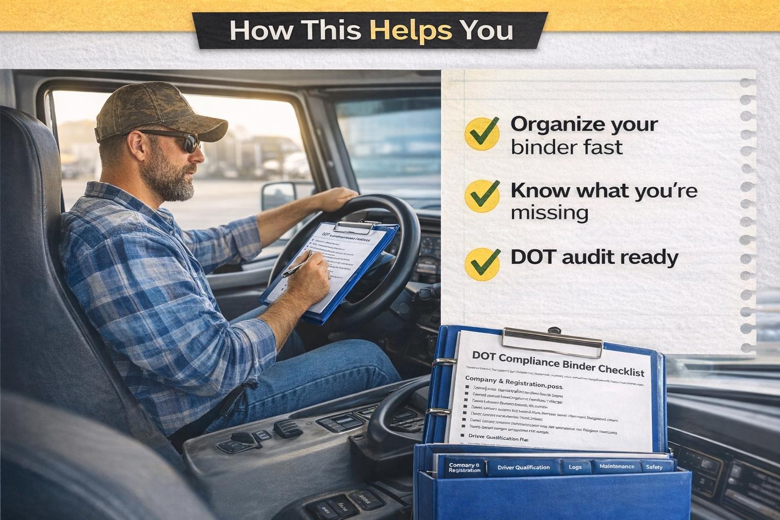 DOT Binder Checklist Printable | Truck Driver Audit Prep | FMCSA ...