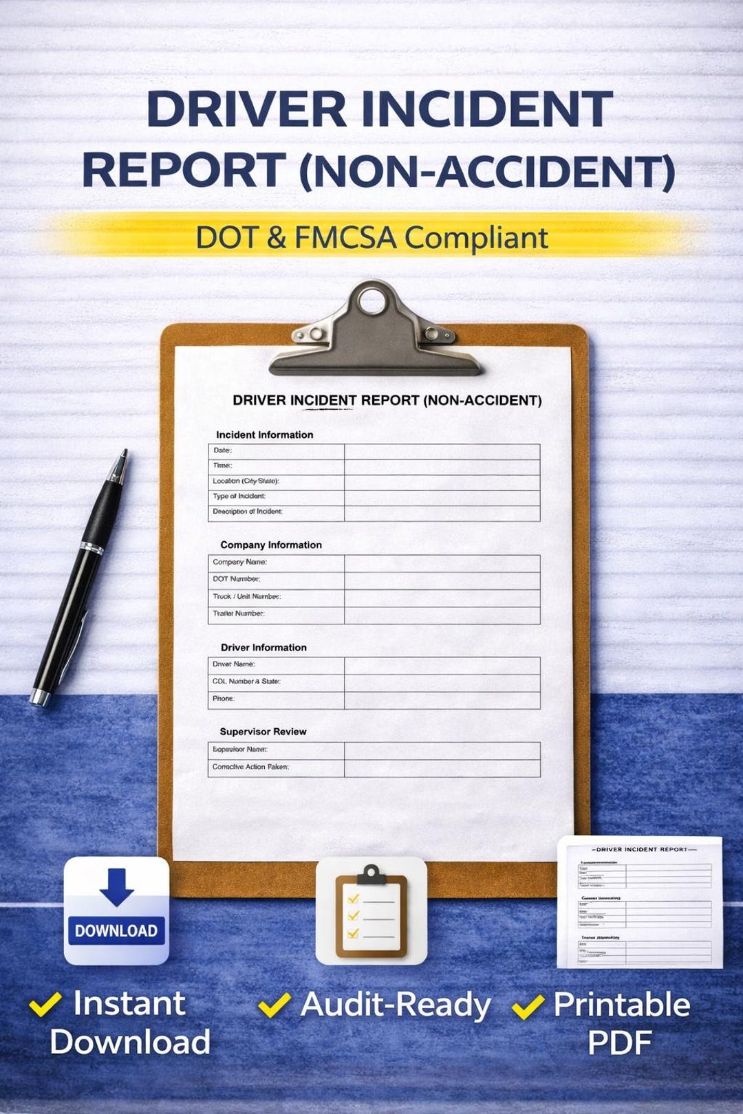 Drive Off Form.pdf Driver Incident Report (non-accident) | Fillable PDF Trucking Form ...