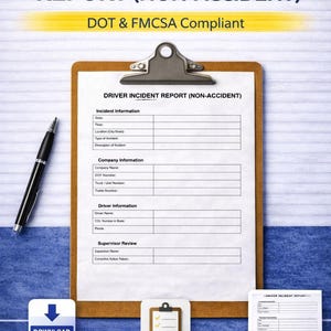 Driver Incident Report (Non-Accident) | Fillable PDF Trucking Form | DOT Compliance Documentation