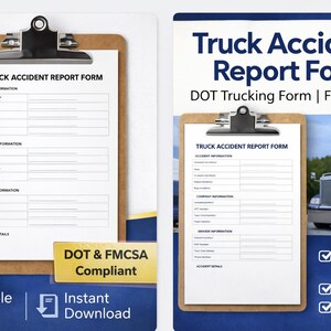 Truck Accident Report Form | DOT Trucking Form | Fillable PDF | FMCSA Compliant