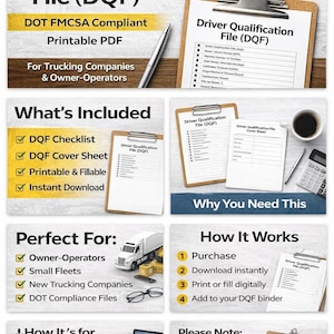 Driver Qualification File (DQF) Checklist and Cover Sheet – DOT FMCSA compliant | Trucking pdf