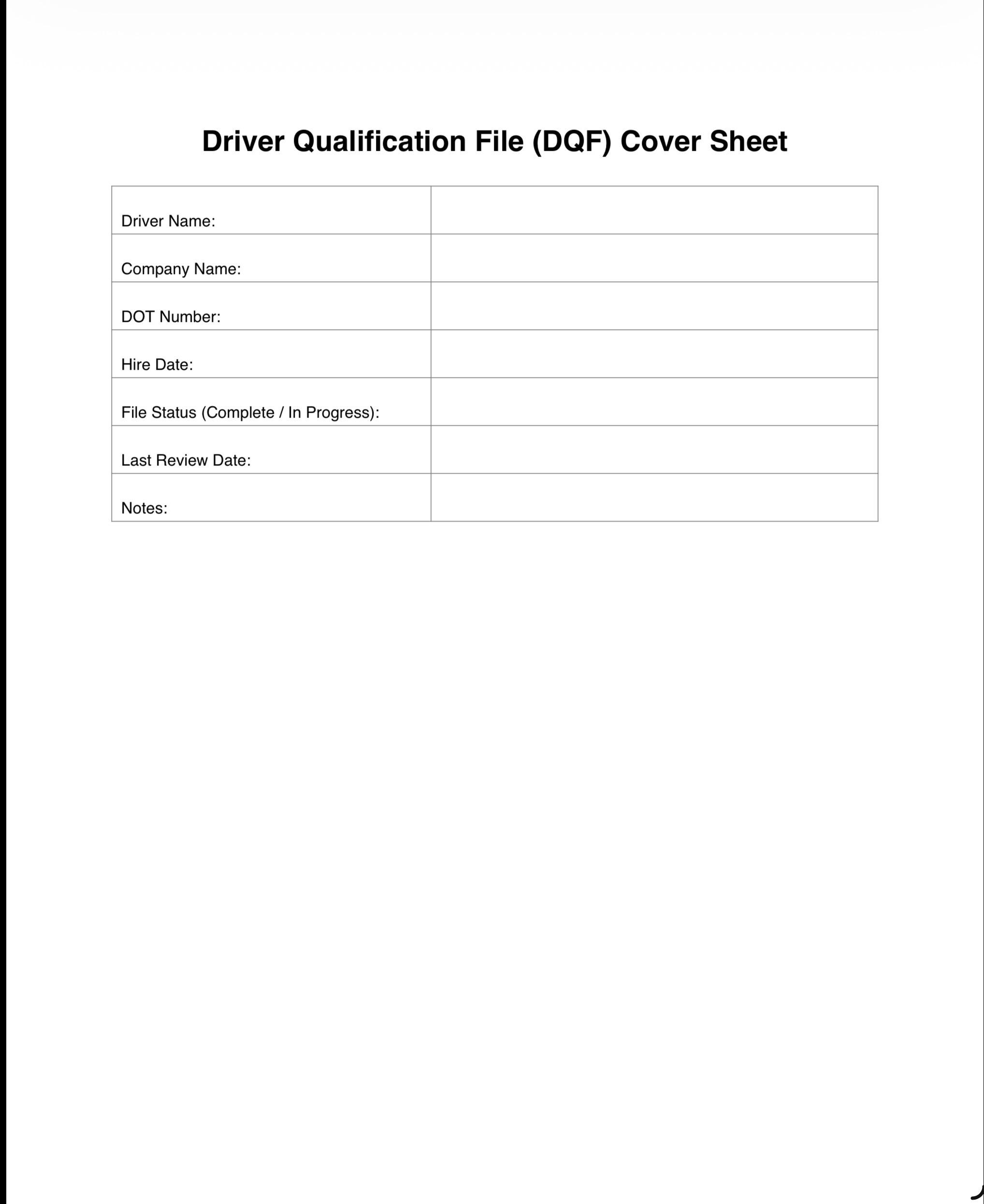 Driver Qualification File (DQF) Checklist and Cover Sheet – DOT FMCSA ...