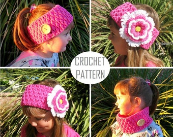 Crochet Headband Pattern, Ear Warmer Pattern, Neck Warmer Pattern, Crochet Pattern 058, Toddler to Adult, Girls Ladies Women