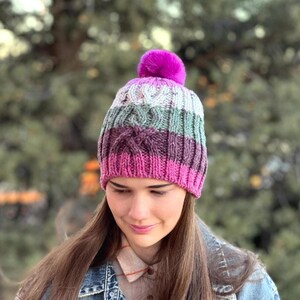 Cable Knit Hat Pattern | Aidan Cabled Hat Pattern | Slouchy Beanie in Rib Pattern for Children, Women, Men | Hat Knitting Pattern 243