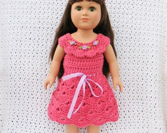 Crochet Dress Pattern for 18 inch American Doll Summer Lace Dress Crochet Pattern 226