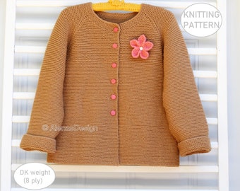Children's Sweater Knitting Pattern # 258, Cardigan Jacket Knitted Pattern